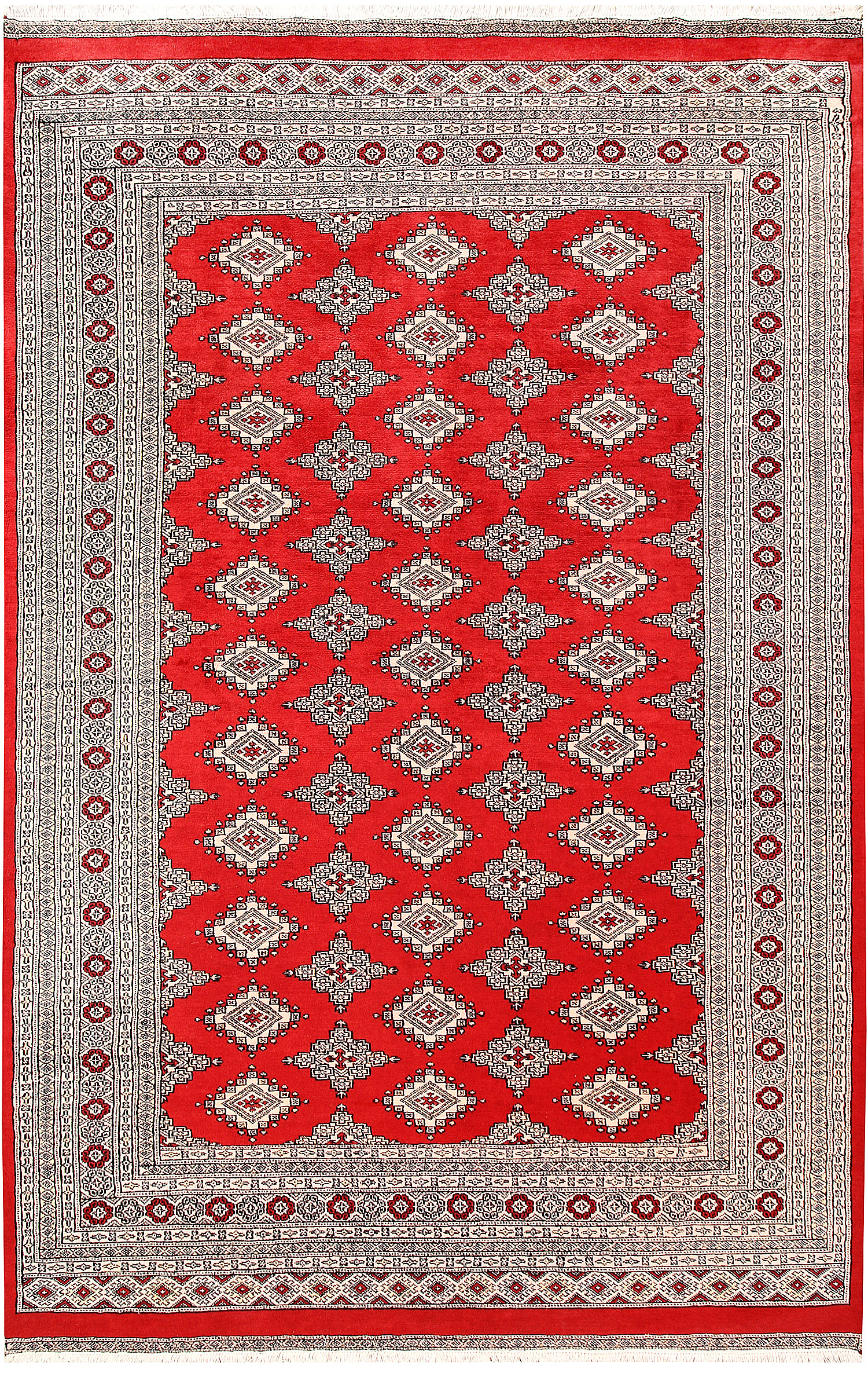 Qaleen Handknotted Red Jaldar Persian Oriental Traditional Pakistan Antique Rectangle 4' x 6' 10 Wool Rug 