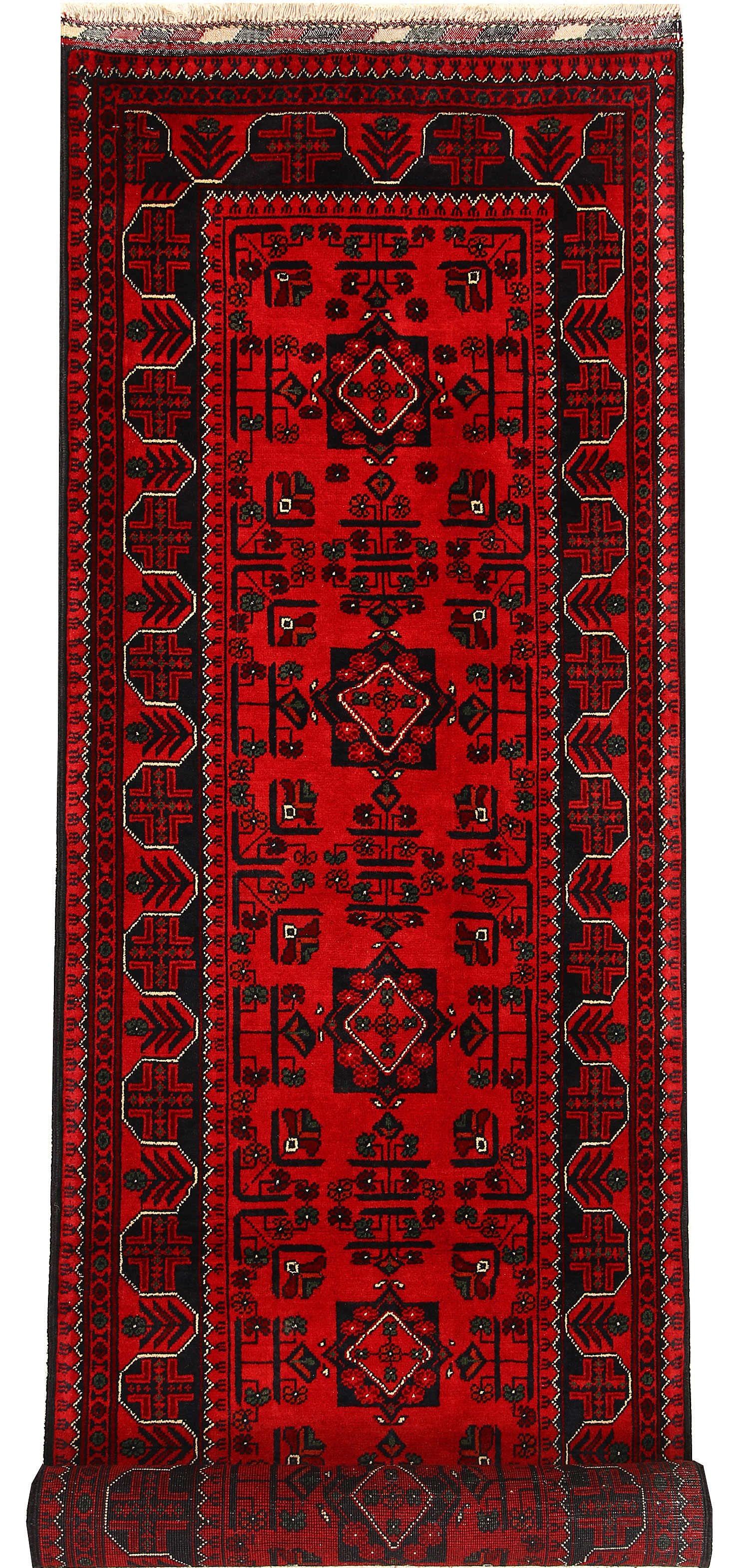 Dark Red Khal Mohammadi 2' x 9' Runner rug for Sale Qaleen
