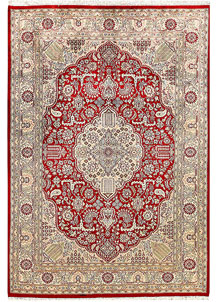 Firebrick Isfahan 4' 7 x 6' 8 - No. 56771