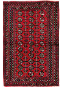 Dark Red Bokhara 3' 8 x 5' 7 - No. 63284
