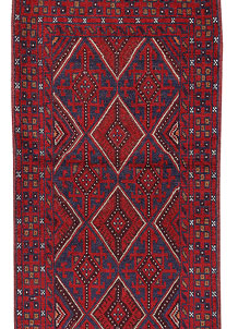 Dark Red Mashwani 2' 7 x 11' 2 - No. 63612