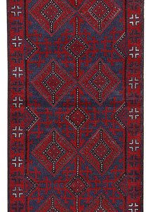 Dark Red Mashwani 2' 6 x 11' 7 - No. 63618