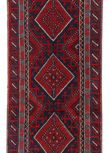 Dark Red Mashwani 2' x 7' 8 - No. 63626