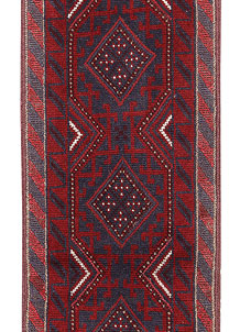Dark Red Mashwani 2' x 7' 10 - No. 63661