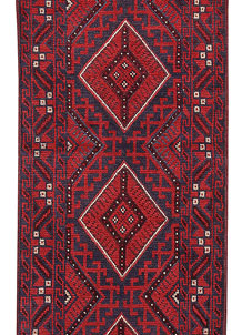 Dark Red Mashwani 2' 2 x 8' 8 - No. 63679