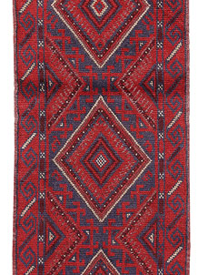Dark Red Mashwani 2' x 8' 1 - No. 63686