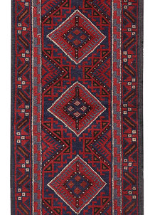 Dark Red Mashwani 2' 1 x 8' 7 - No. 63696