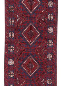 Dark Red Mashwani 2' x 7' 11 - No. 63728