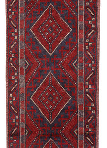 Dark Red Mashwani 2' x 7' 10 - No. 63738