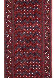 Dark Red Mashwani 2' x 8' 5 - No. 63739