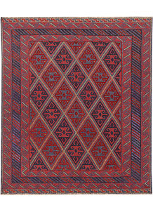 Dark Red Mashwani 3' 10 x 4' 6 - No. 63859