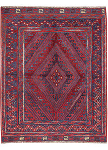 Dark Red Mashwani 3' 6 x 4' 2 - No. 63871