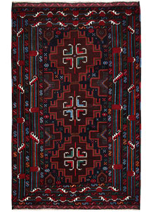 Dark Blue Baluchi 4' 5 x 6' 8 - SKU 64217