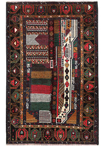 Multi Colored Baluchi 3' 9 x 5' 9 - SKU 64346