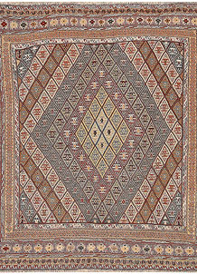 Multi Colored Mashwani 4' 8 x 4' 9 - No. 64386