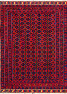 Dark Red Mashwani 4' 10 x 6' 5 - No. 64391