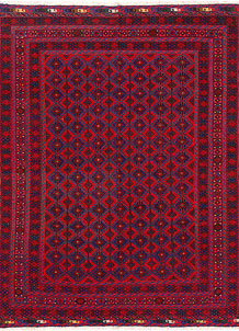 Dark Red Mashwani 4' 11 x 6' 3 - No. 64393