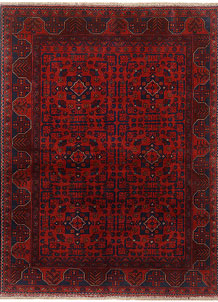 360207 Hand-Knotted Wool Rug eCarpet Gallery Large Area Rug for Living Room Bedroom Finest Khal Mohammadi Bordered Red Rug 6'9 x 9'9