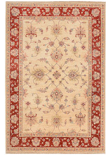 Afghan Chobi Ziegler Carpet Hand Knotted 400x500 Red Oriental Wool 