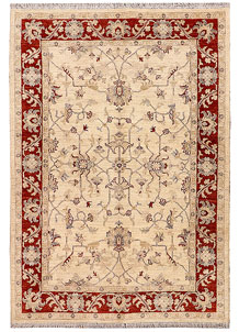 Afghan Chobi Ziegler Carpet Hand Knotted 240x310 Brown Floral Wool 