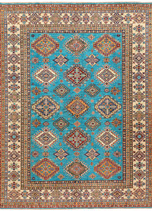 Deep Sky Blue Kazak 8' x 10' 3 - SKU 73805